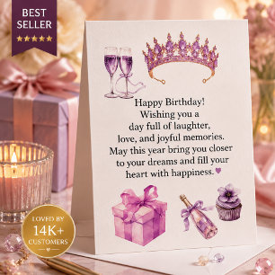 Tarjeta de cumpleaños de lujo morada para mujeres 