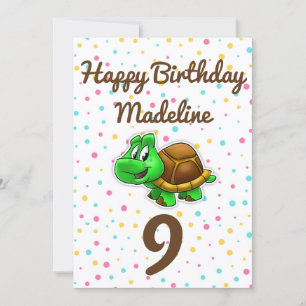 Tarjeta de cumpleaños de lunares de tortuga linda