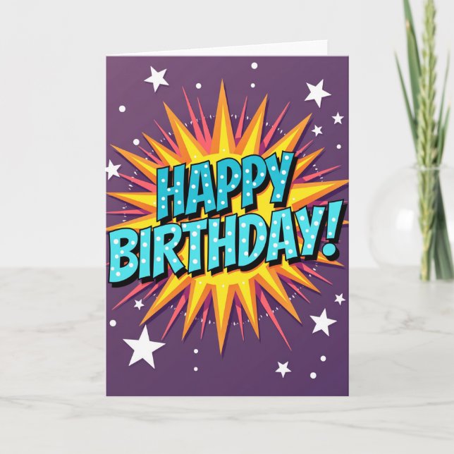 Tarjeta de cumpleaños de lunares estrellados (Anverso)
