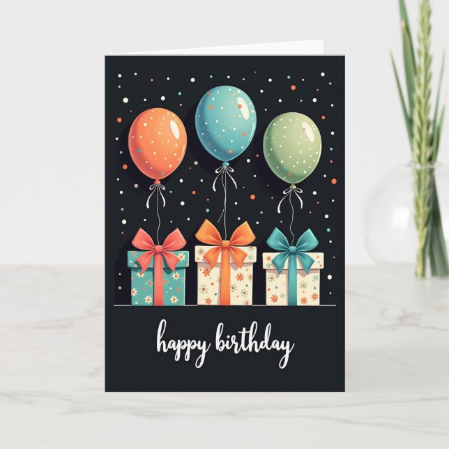 Tarjeta de cumpleaños de lunares florales (Anverso)