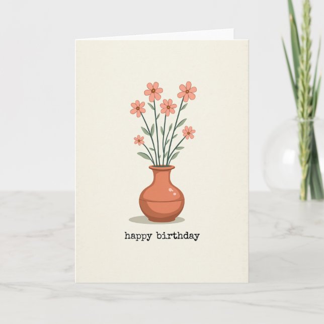 Tarjeta de cumpleaños de maceta cálida (Anverso)