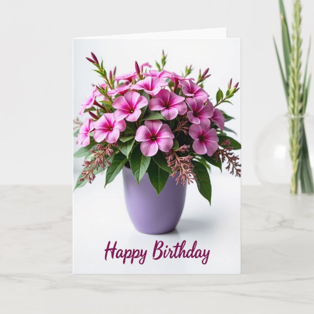 Tarjeta de cumpleaños de maceta de lavanda (Anverso)