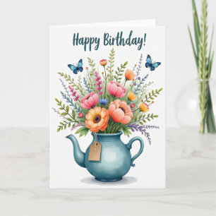 Tarjeta de cumpleaños de maceta vibrante