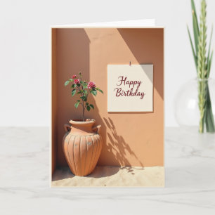 Tarjeta de cumpleaños de macetero cálido