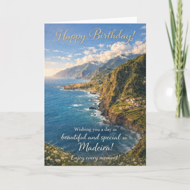 Tarjeta de cumpleaños de Madeira – Portugal coster (Anverso)