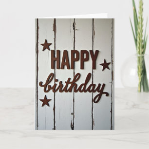 Tarjeta de cumpleaños de madera rústica