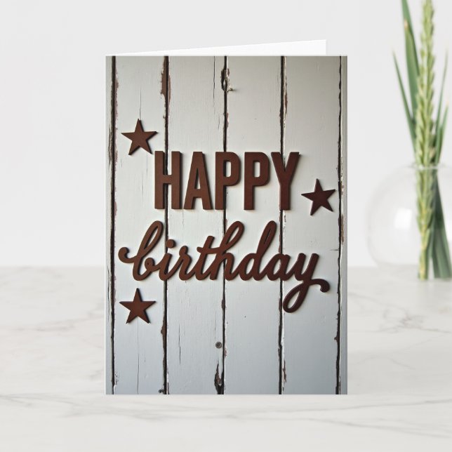 Tarjeta de cumpleaños de madera rústica (Anverso)