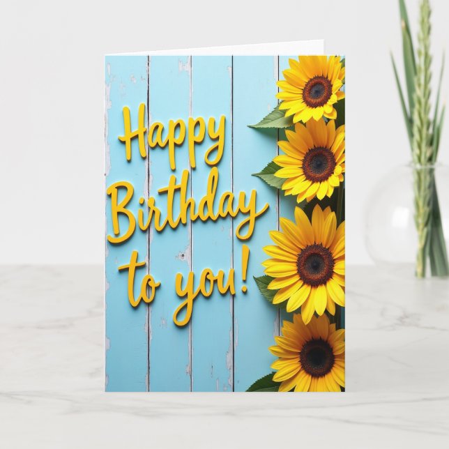 Tarjeta de cumpleaños de madera soleada (Anverso)