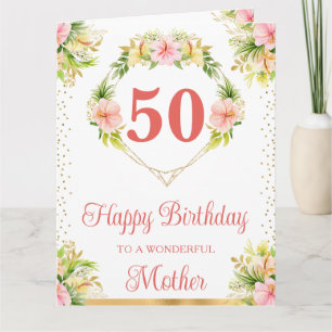 Tarjeta de cumpleaños de madre con flores tropical