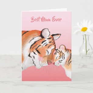 Tarjeta de cumpleaños de madre e hijo tigre linda 