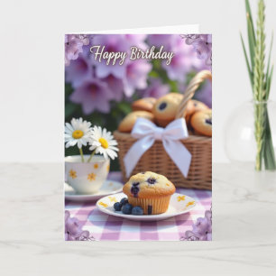 Tarjeta de cumpleaños de magdalena con bayas