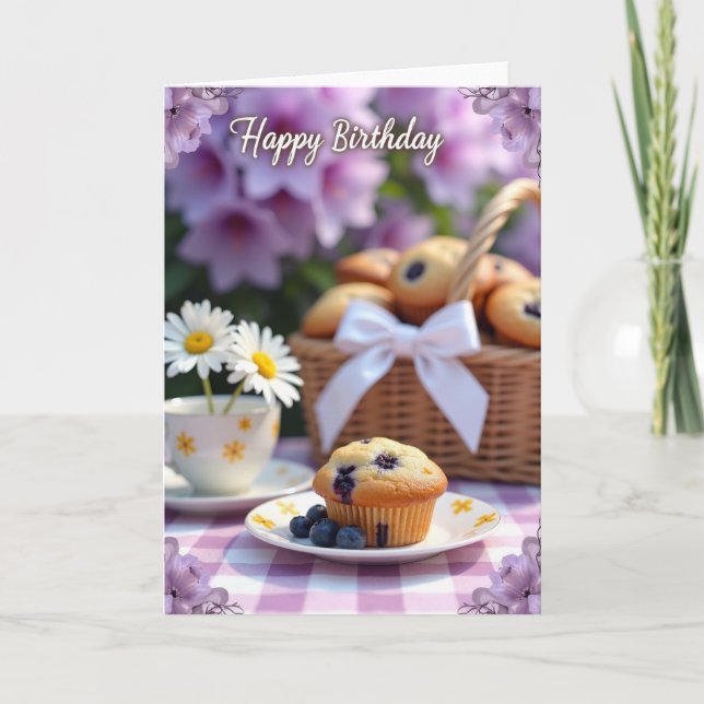 Tarjeta de cumpleaños de magdalena con bayas (Anverso)