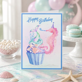 Tarjeta de cumpleaños de magdalena con cola de sir