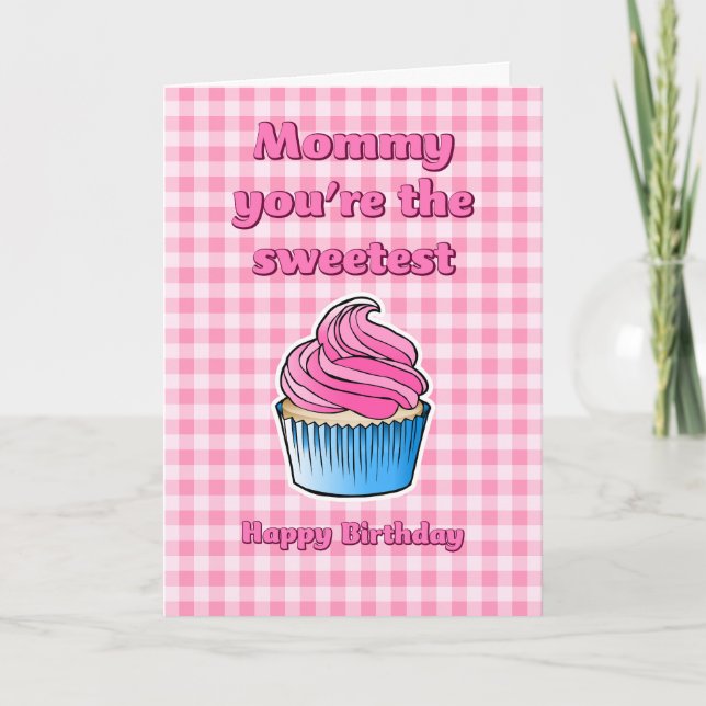 Tarjeta de cumpleaños de magdalena rosa dulce (Anverso)
