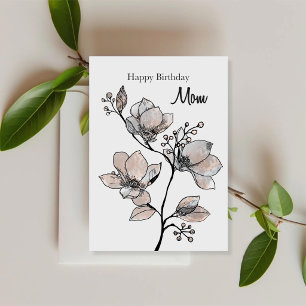 Tarjeta de cumpleaños de magnolia elegante para ma