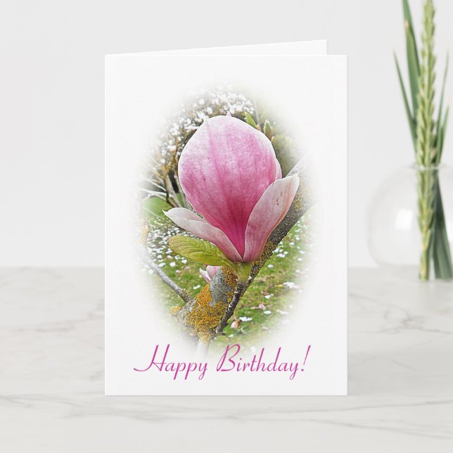 Tarjeta de cumpleaños de Magnolia Rosa (Anverso)
