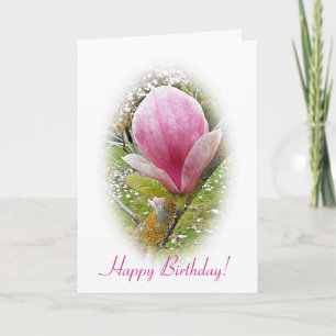 Tarjeta de cumpleaños de Magnolia Rosa