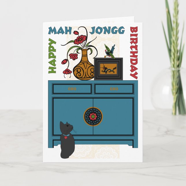 Tarjeta de cumpleaños de Mah Jongg (Anverso)