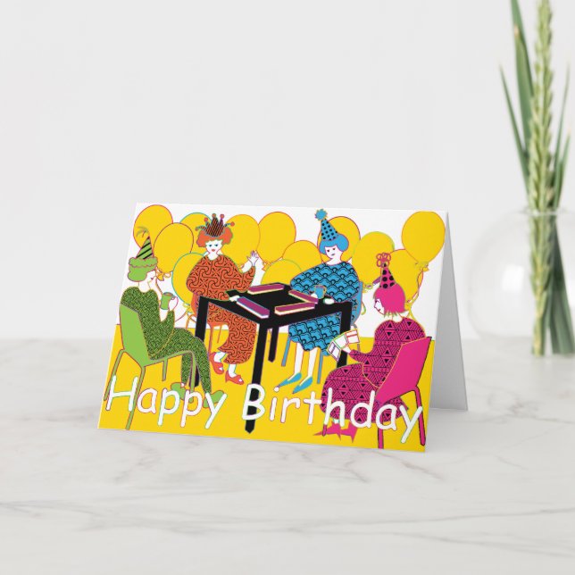 Tarjeta de cumpleaños de Mah Jongg Balloons (Anverso)
