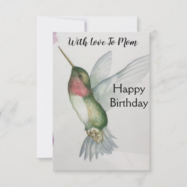 Tarjeta de cumpleaños de mamá alegre colibrí (Anverso)