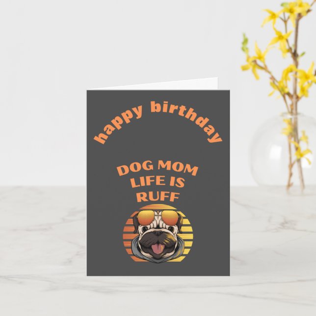 tarjeta de cumpleaños de mamá de perro (flor amarilla)