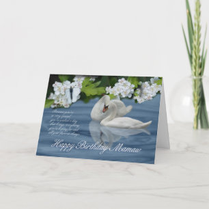 Tarjeta de cumpleaños de Mamaw - cisnes y mariposa