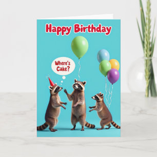 Tarjeta de cumpleaños de Mapache Dónde está el pas