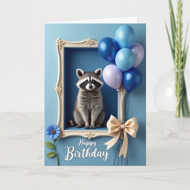 Tarjeta de cumpleaños de Mapache Dulce (Anverso)