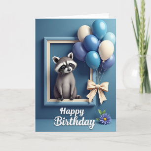 Tarjeta de cumpleaños de mapache dulce