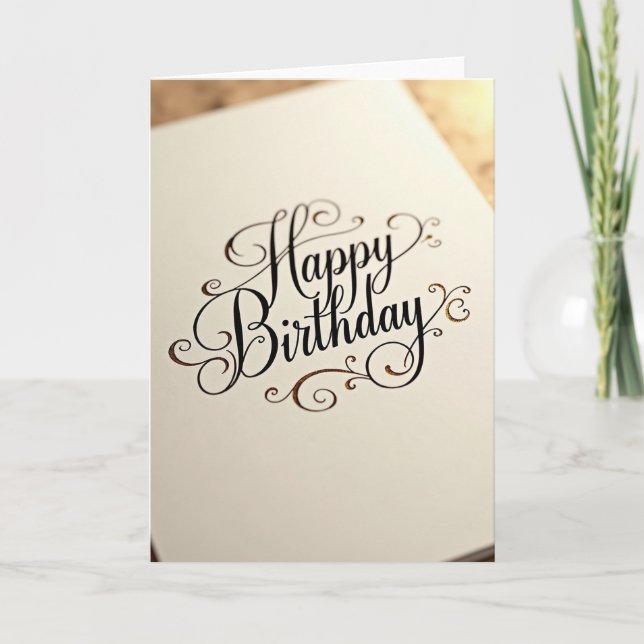 Tarjeta de cumpleaños de marfil elegante (Anverso)