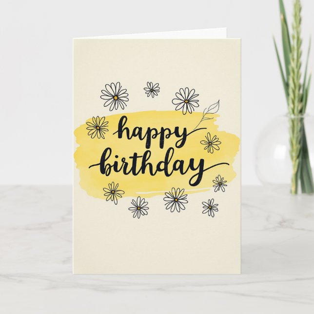 Tarjeta de cumpleaños de margarita acuarela (Anverso)