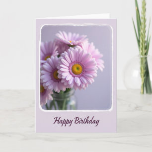 Tarjeta de cumpleaños de margarita lavanda