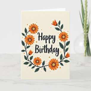 Tarjeta de cumpleaños de margarita naranja