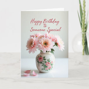 Tarjeta de cumpleaños de margarita rosa dulce