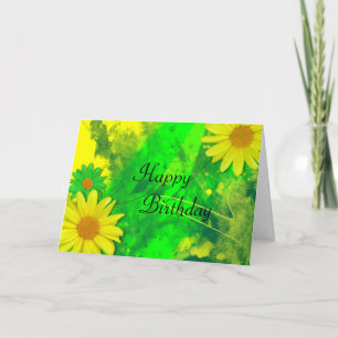 Tarjeta de cumpleaños de margaritas brillantes