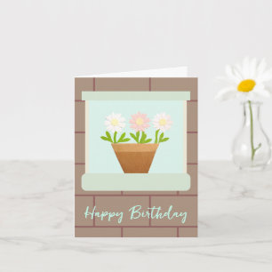 Tarjeta de cumpleaños de margaritas de papel en la