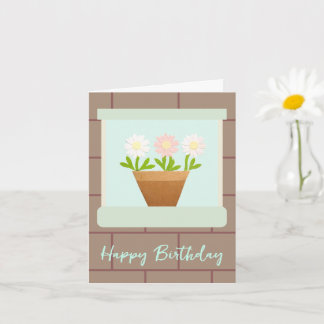 Tarjeta de cumpleaños de margaritas de papel en la