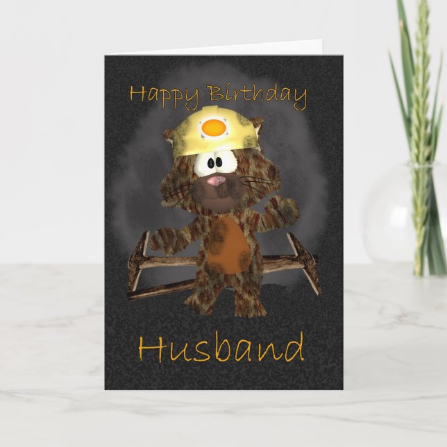 Tarjeta de cumpleaños de marido - Gato de menor de (Anverso)