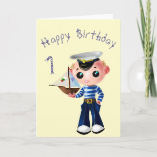 Tarjeta de cumpleaños de marinero lindo con texto