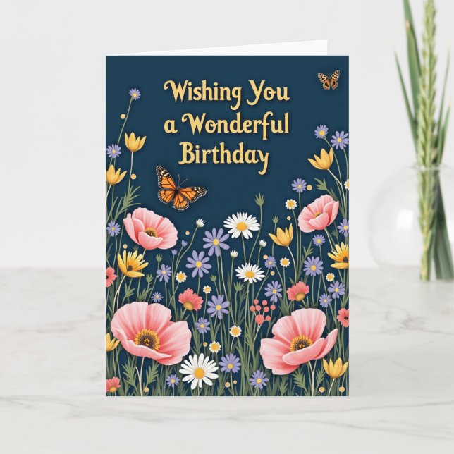 Tarjeta de cumpleaños de mariposa alegre (Anverso)