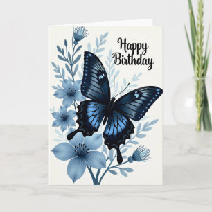 Tarjeta de cumpleaños de mariposa azul