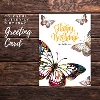 Tarjeta de cumpleaños de mariposa colorida