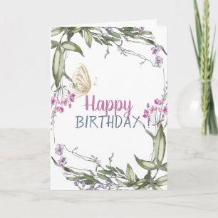 Tarjeta de cumpleaños de mariposa con brillo Meado