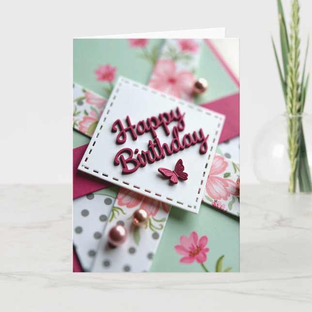 Tarjeta de cumpleaños de mariposa de bayas (Anverso)