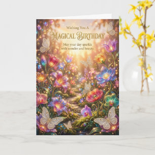 Tarjeta de cumpleaños de mariposa de jardín floral