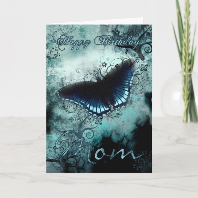 Tarjeta de cumpleaños de mariposa de mamá - Nacimi (Anverso)