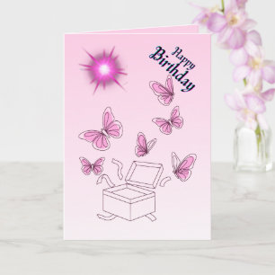 Tarjeta de cumpleaños de mariposa elegante   Custo