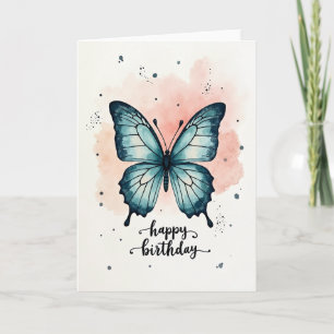 Tarjeta de cumpleaños de mariposa en acuarela