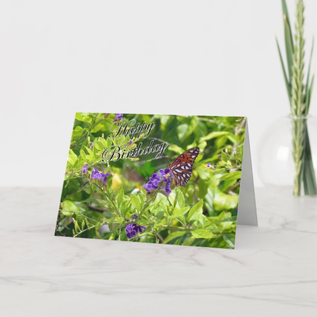 Tarjeta de cumpleaños de mariposa - Fritillary del (Anverso)