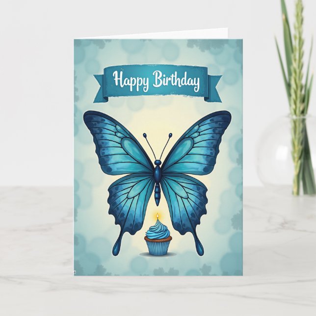 Tarjeta de cumpleaños de mariposa joya (Anverso)